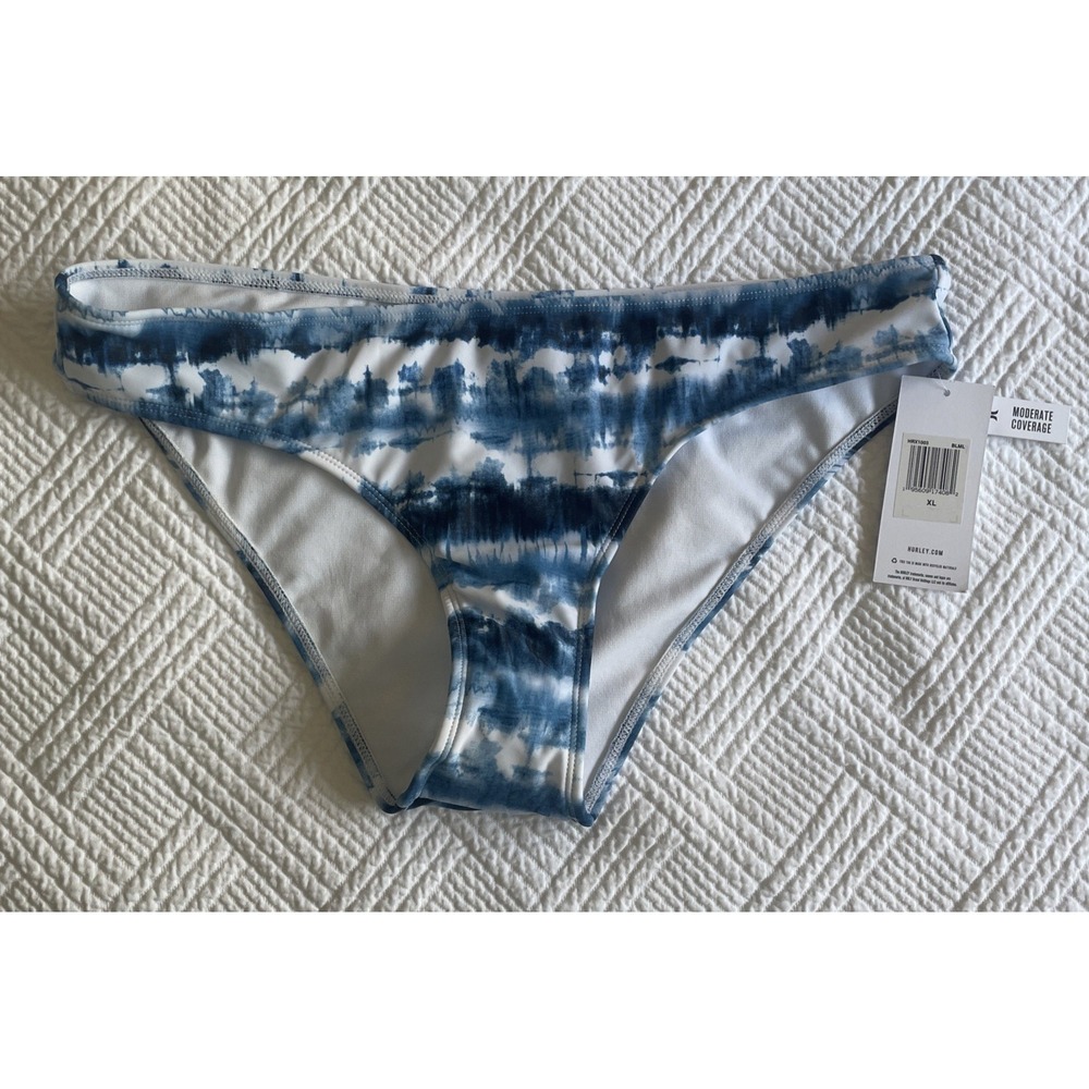 Hurley Bikini Bottom Moderate Coverage XL Blue Tie-Dye NWT Surf Swim Summer